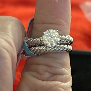 Luxury Moissanite 925 Sterling SilverTwisted Bridal set Ring size 7